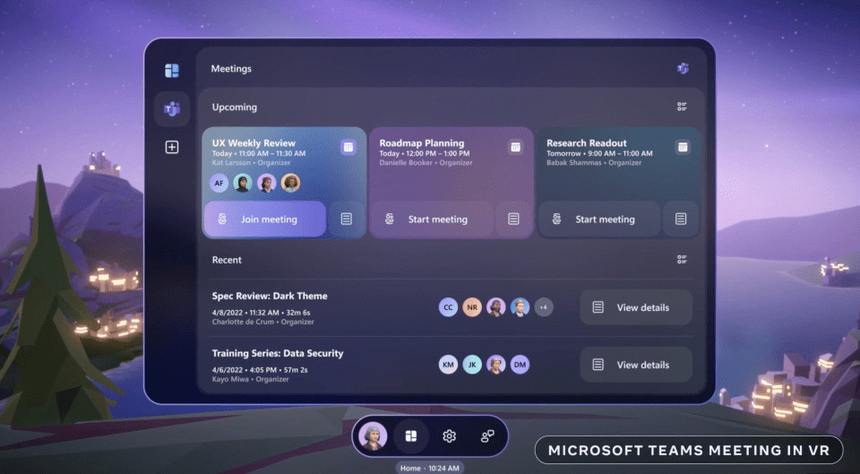 Imagem do Microsoft Teams em VR, do Meta Connect. 